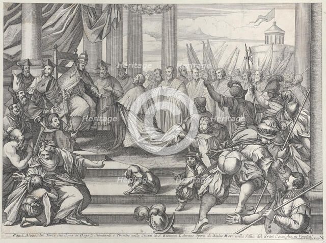 Pope Alexander III presents Doge Ziani with standards and bugles after his defeat of H..., ca. 1720. Creator: Anon.