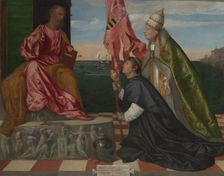 Pope Alexander VI Presenting Bishop Jacopo Pesaro to Saint Peter, 1503-1506. Creator: Titian