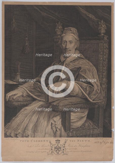 Pope Clement the Ninth, 1780. Creator: John Hall.