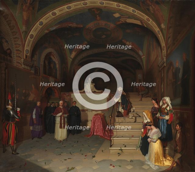 Pope Gregory XVI Visiting the Church of San Benedetto at Subiaco, 1843. Creator: Jean-François Montessuy.