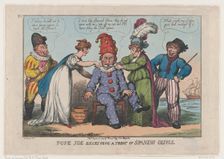 Pope Joe Receiving a Treat of Spanish Olives, August 23, 1808., August 23, 1808. Creator: Thomas Rowlandson