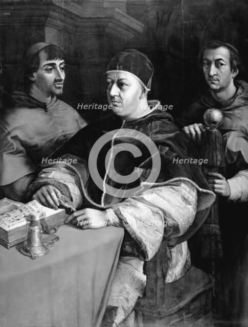 Pope Leo X and Cardinals Ludovico de' Rossi and Giulio de' Medici. Copy after Raphael, 1821. Creator: Christian Albrecht Jensen.