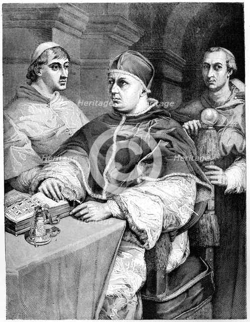 Pope Leo X, Giulio de' Medici (the future Pope Clement VII) and Cardinal de Rossi, 1882. Artist: Unknown