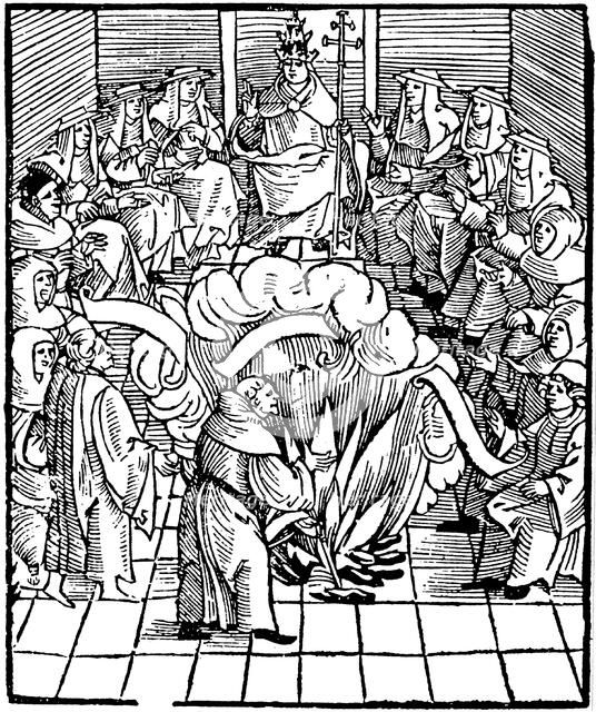 Pope Leo X supervising the burning of Martin Luthor's books, 1521. Artist: Unknown