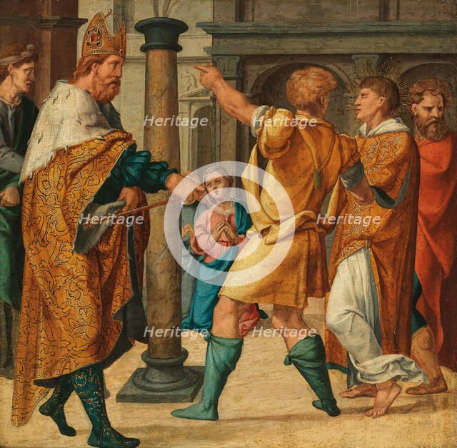 Pope Marcellus ordains Cyriacus as a Deacon (Cyriacus altar from St. Kunibert in Cologne), after 153 Creator: Bruyn, Bartholomaeus (Barthel), the Elder (1493-1555).