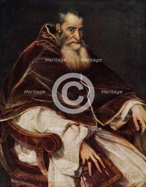 Pope Paul III (1468-1549), 1543 (1930).Artist: Titian