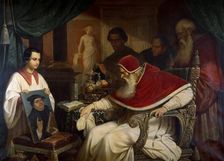 Pope Paul III (1468-1549) viewing Cranach's Portrait of Luther, 1838-1839. Creator: Schorn, Karl (1800-1850)