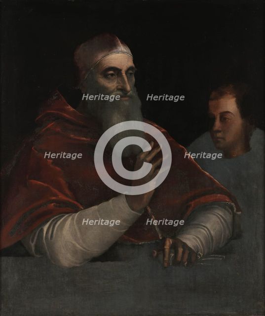 Pope Paul III and his nephew (Ottavio Farnese?), 1534-1540. Creator: Piombo, Sebastiano, del (1485-1547).