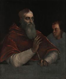 Pope Paul III and his nephew (Ottavio Farnese?), 1534-1540. Creator: Piombo, Sebastiano, del (1485-1547)