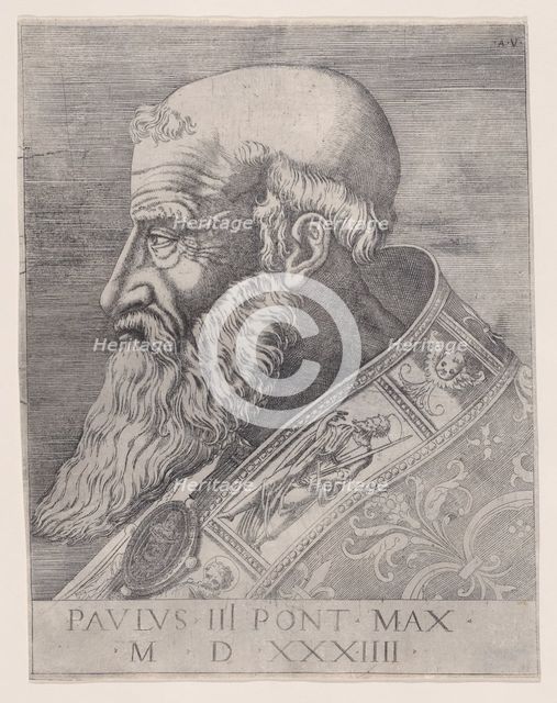 Pope Paul III, Bareheaded, dated 1534. Creator: Agostino Veneziano.