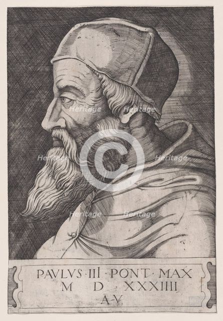 Pope Paul III in a Skullcap, ca. 1514-36. Creator: Agostino Veneziano.