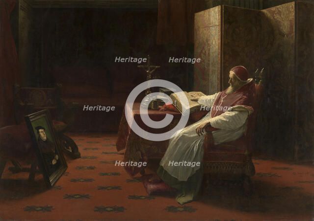 Pope Paul III in front of the Portrait of Luther, 1883. Creator: Albrecht De Vriendt.