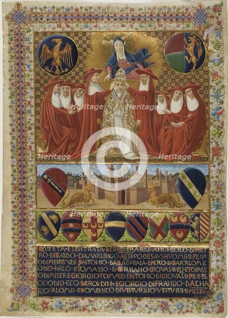 Pope Pius II, frontispiece to a Constitution of the Sienese Church of the Year 1464. Creator: Unknown.