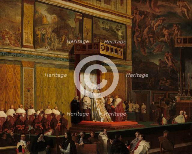 Pope Pius VII in the Sistine Chapel, 1814. Creator: Jean-Auguste-Dominique Ingres.