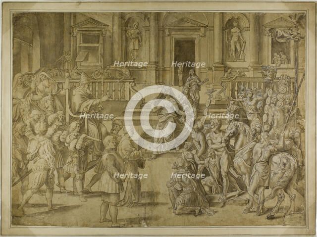 Pope Sylvester Blessing the Emperor Constantine, n.d. Creator: Unknown.