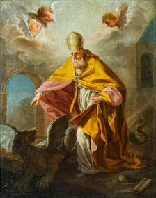 Pope Sylvester I slaying a dragon, 18th century
