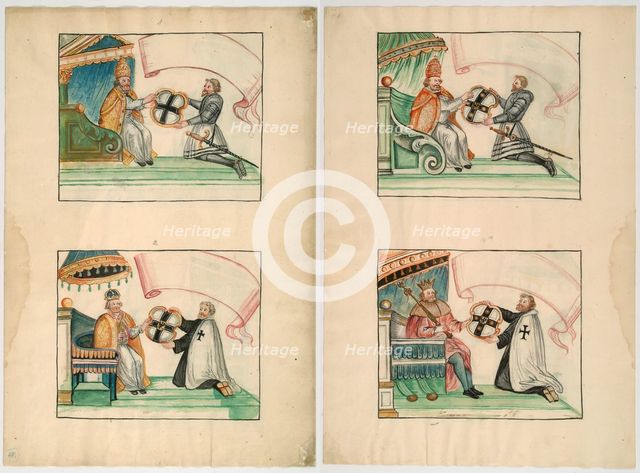 Popes and Emperor give privileges to the Teutonic Knights. Artist: Anonymous  