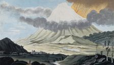 Popocatapetl, Mexico: a flank eruption of the volcano, showing the lateral blast. Creator: Unknown