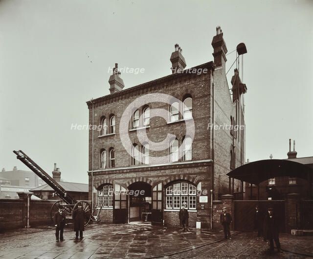 Poplar Fire Station, No 75 West India Dock Road, Poplar, London, 1905. Artist: Unknown.