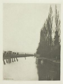 Poplars and Pollards on the Lea, Near Broxbourne, 1880s. Creator: Peter Henry Emerson