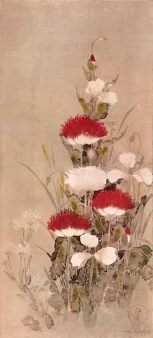 Poppies, Wheat, and Natane Flowers 17th century. Artist: Sôtatsu
