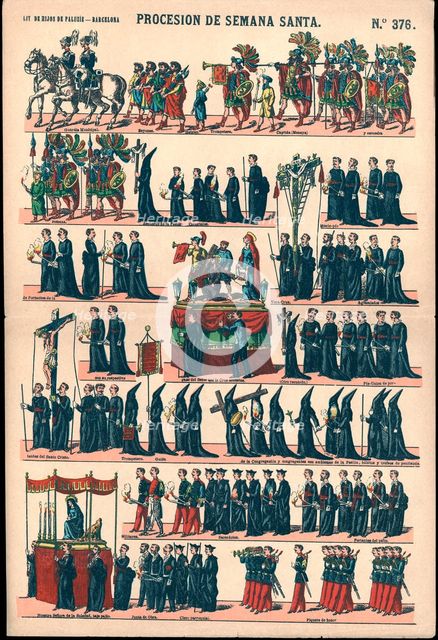 Popular holy cards, Easter procession, edited by Editorial Paluzie of Barcelona, ??page # 376, 19…
