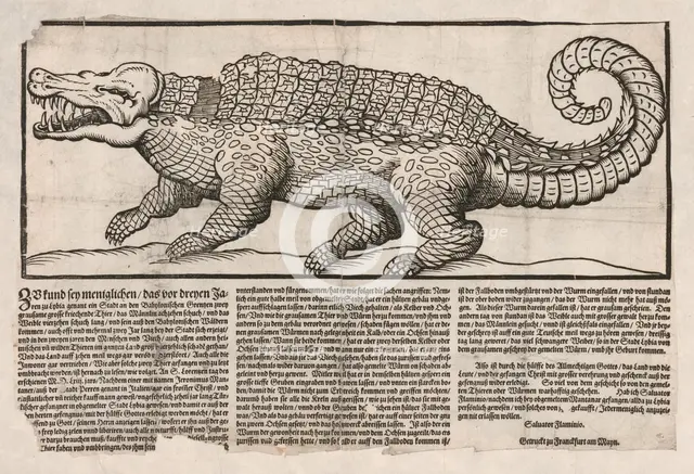 Popular print with representation of a Crocodile, 1563.