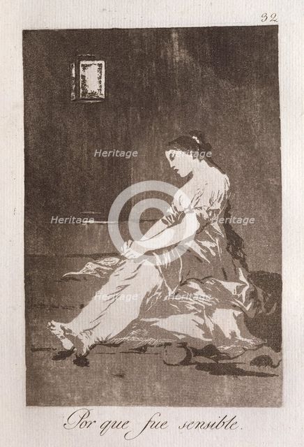 Por que fue sensible; Los Caprichos, pl.32, 1799. Creator: Francisco Goya.