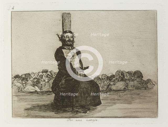 Por una navaja.; Los Desastres de la Guerra, Madrid 1863. Creator: Francisco Goya.
