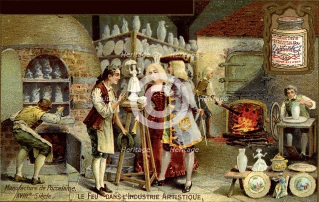 Porcelain manufacture in the 18th century (From a French Advertisement). Artist: Anonymous  