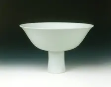 Porcelain stemcup with sweet white glaze, Ming dynasty, Yongle period, China, 1403-1425. Creator: Unknown