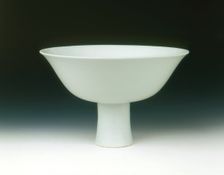 Porcelain stemcup with sweet white glaze, Ming dynasty, Yongle period, China, 1403-1425. Creator: Unknown