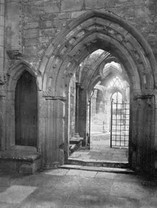 Porch of the chapter house, Elgin Cathedral, Scotland, 1924-1926. Artist: Valentine & Sons Ltd