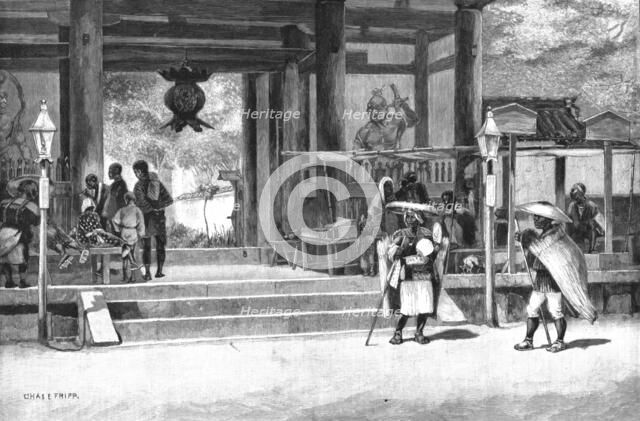 ''Porch of the Ikuta Temple, Kobe, Japan', 1891. Creator: Charles Edwin Fripp.