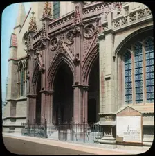 Porch of Truro Cathedral, Cornwall, early 20th century. Artist: Church Army Lantern Department