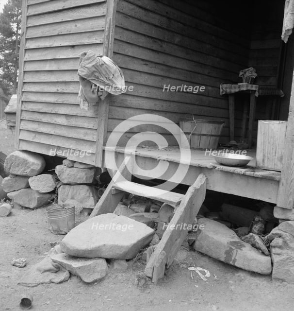 Porch leading to kitchen of sharecropper cabin, Person County, North Carolina, 1939. Creator: Dorothea Lange.
