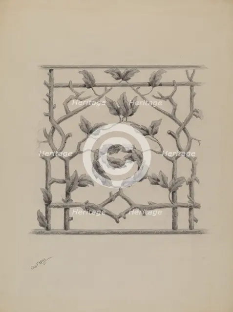 Porch Railing, 1937. Creator: Charles Moss.