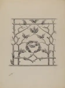 Porch Railing, 1937. Creator: Charles Moss