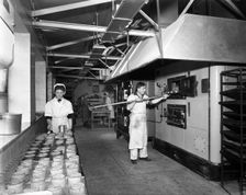 Pork pie production, Rawmarsh, South Yorkshire, 1955. Creator: Michael Walters