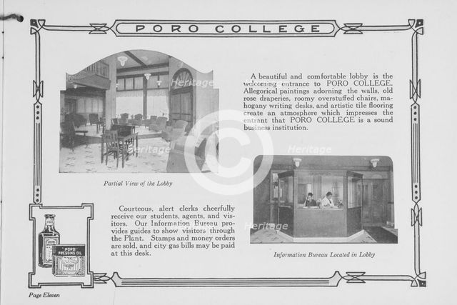 Poro College; Partial view of the lobby; Information Bureau located in lobby, 1922. Creator: Unknown.