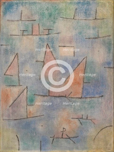 Port with sailboats (Hafen mit Segelschiffen), 1937. Creator: Klee, Paul (1879-1940).