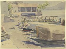 Port at Lake Garda, 19th century. Creator: Jacob Happ