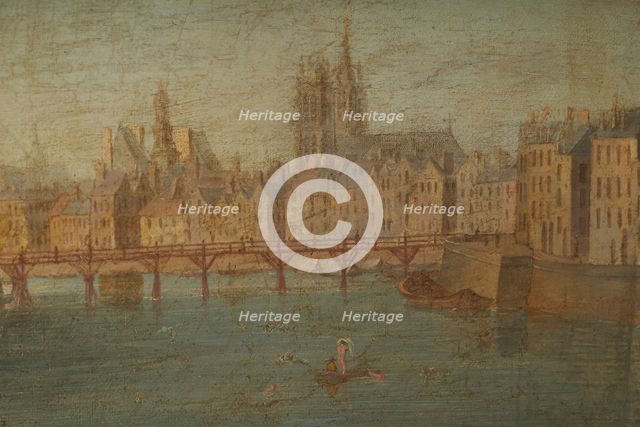 Port au Foin and the eastern end of Ile de la Cite, c1760. Creator: Hyacinthe de La Pegna.
