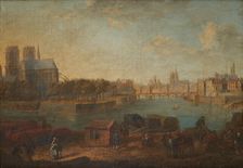 Port au Foin and the eastern end of Ile de la Cite, c1760. Creator: Hyacinthe de La Pegna