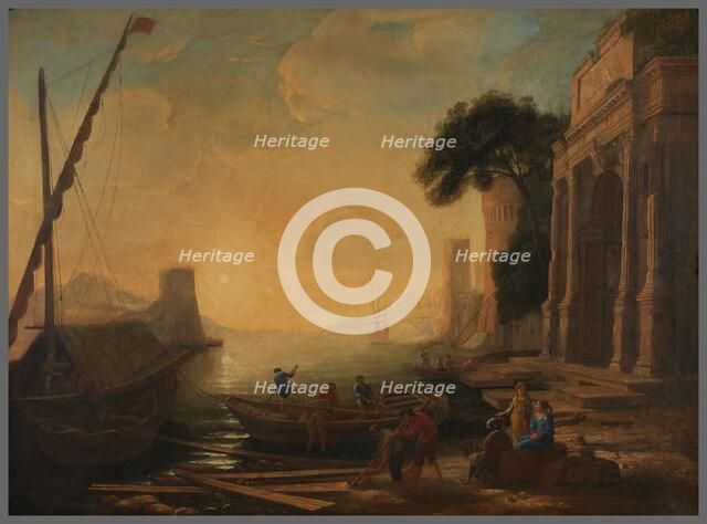 Port de mer au soleil levant, d'après Le Lorrain. Creator: Anon.