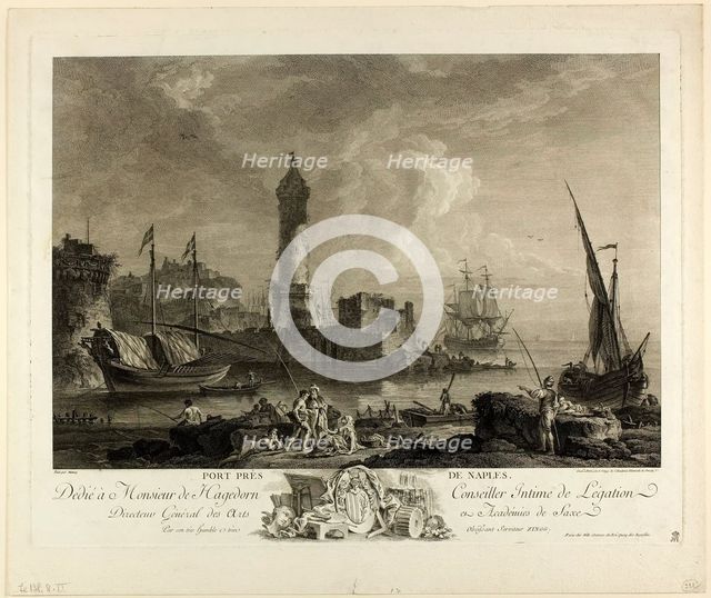 Port near Naples, 1754/1808. Creator: Adrian Zingg.