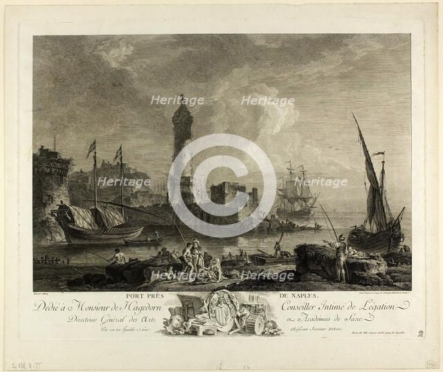 Port near Naples, 1754/1808. Creator: Adrian Zingg.