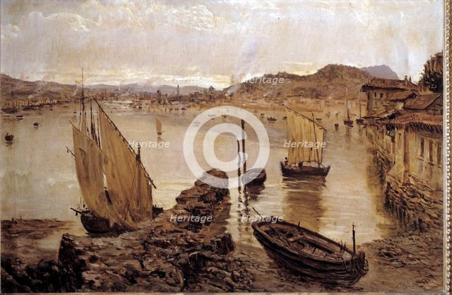 Port of Bilbao' by Muñoz Degrain, oil, 1900.
