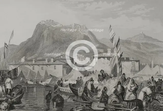Port of Kenkries, Corinth, Greece, 1840. Creator: Aubert.