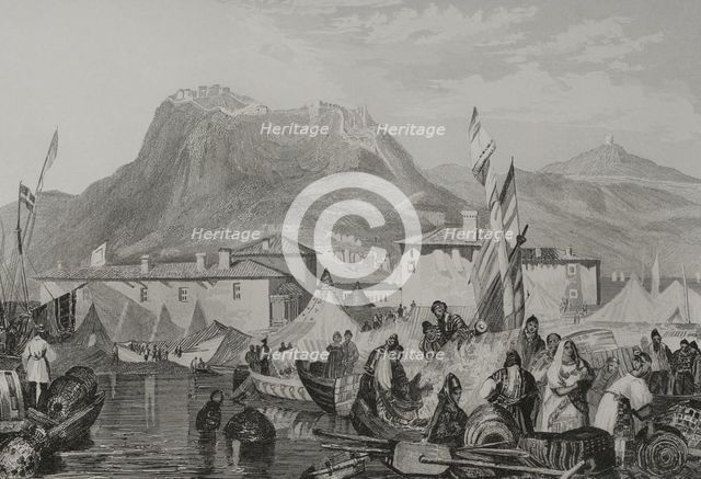 Port of Kenkries, Corinth, Greece, 1840. Creator: Aubert.
